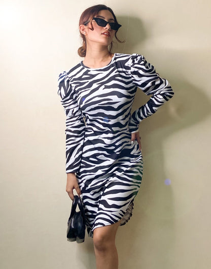 Black And White Animal Printed Bodycon | Sudathi