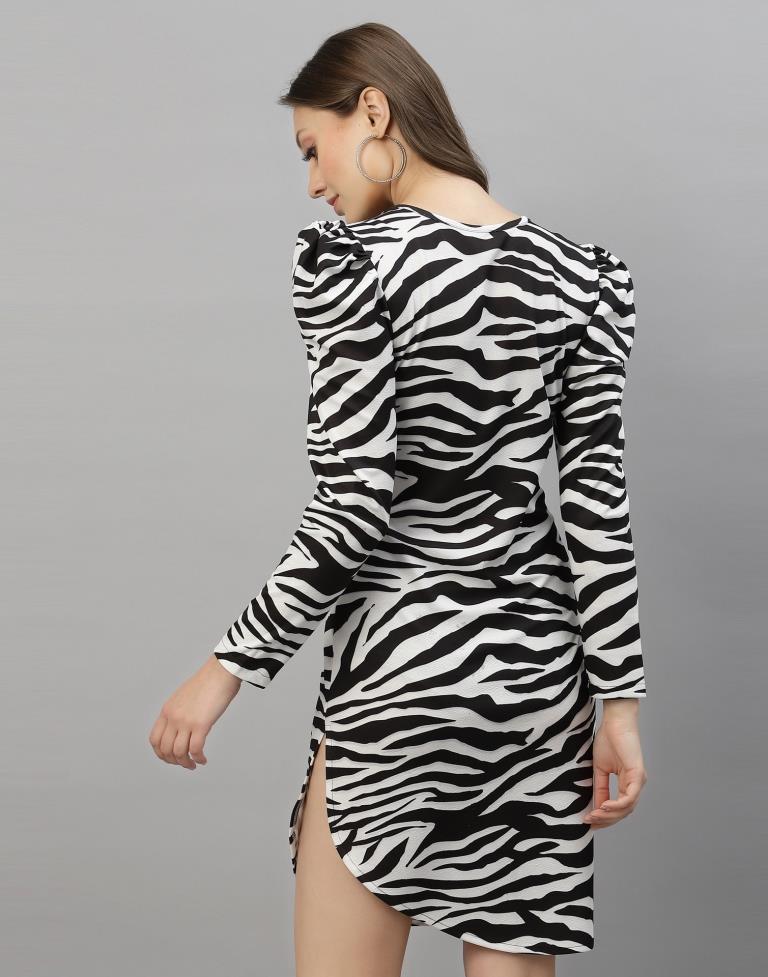 Black And White Animal Printed Bodycon | Sudathi