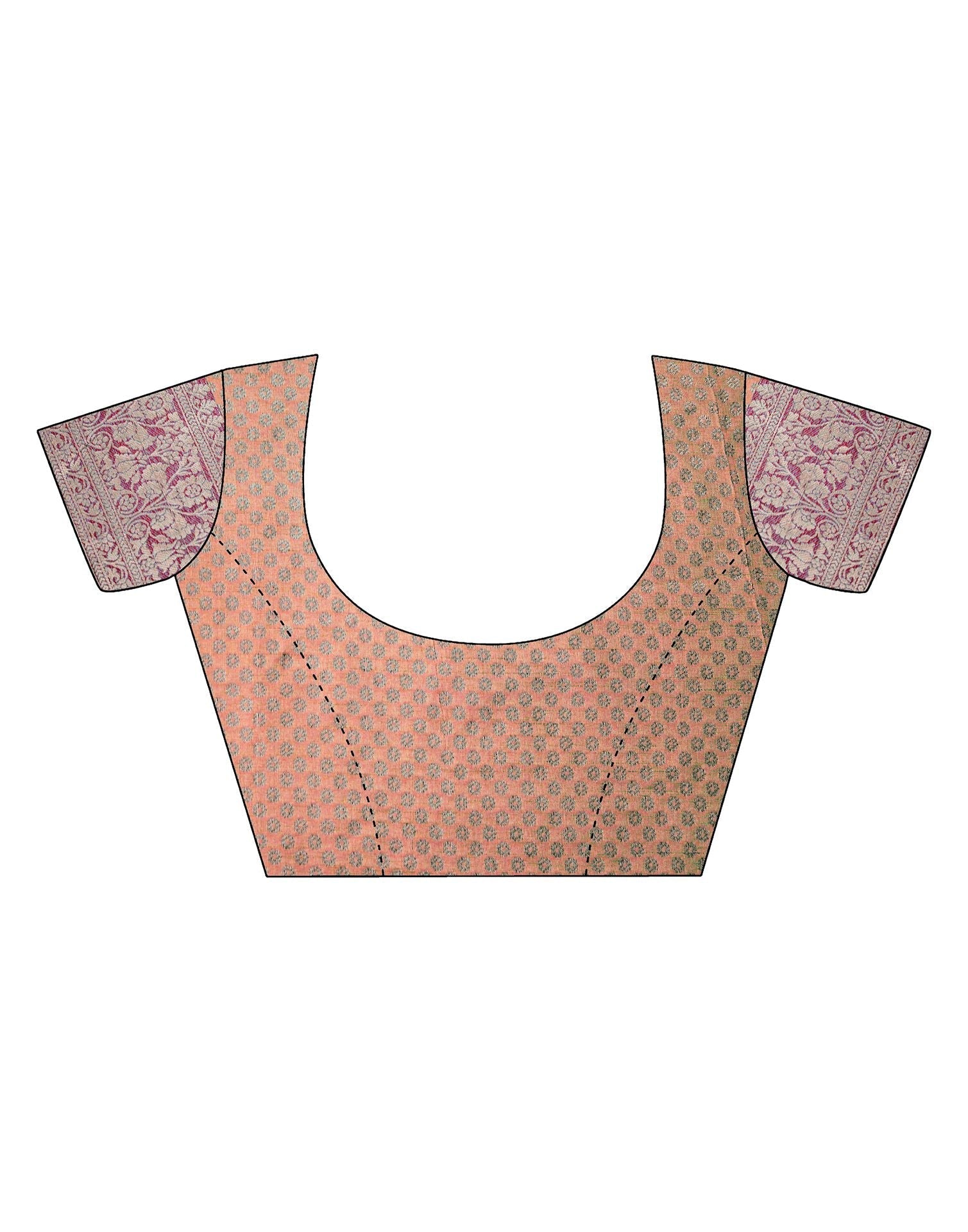 Light Orange Silk Banarasi Saree | Leemboodi