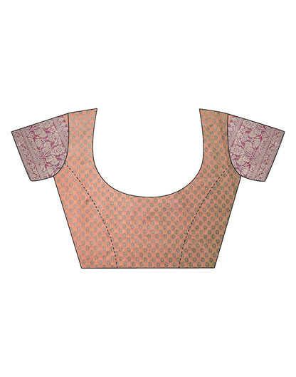 Light Orange Silk Banarasi Saree | Leemboodi