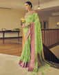 Parrot Green Silk Banarasi Saree | Leemboodi