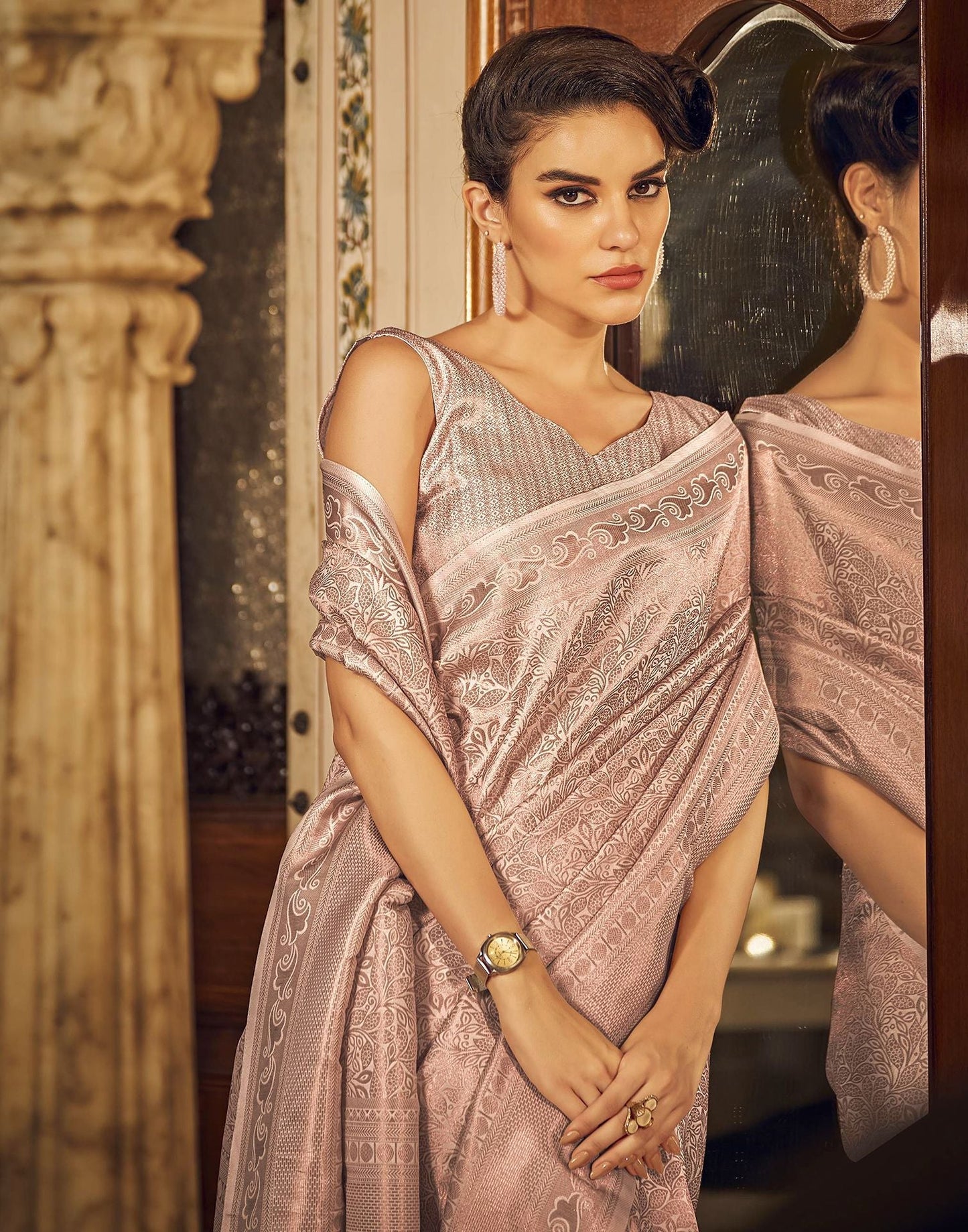 Beige Kanjivaram Silk Saree | Leemboodi