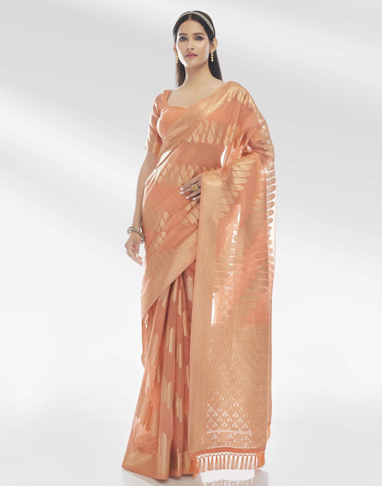 Peach Silk Saree | Leemboodi