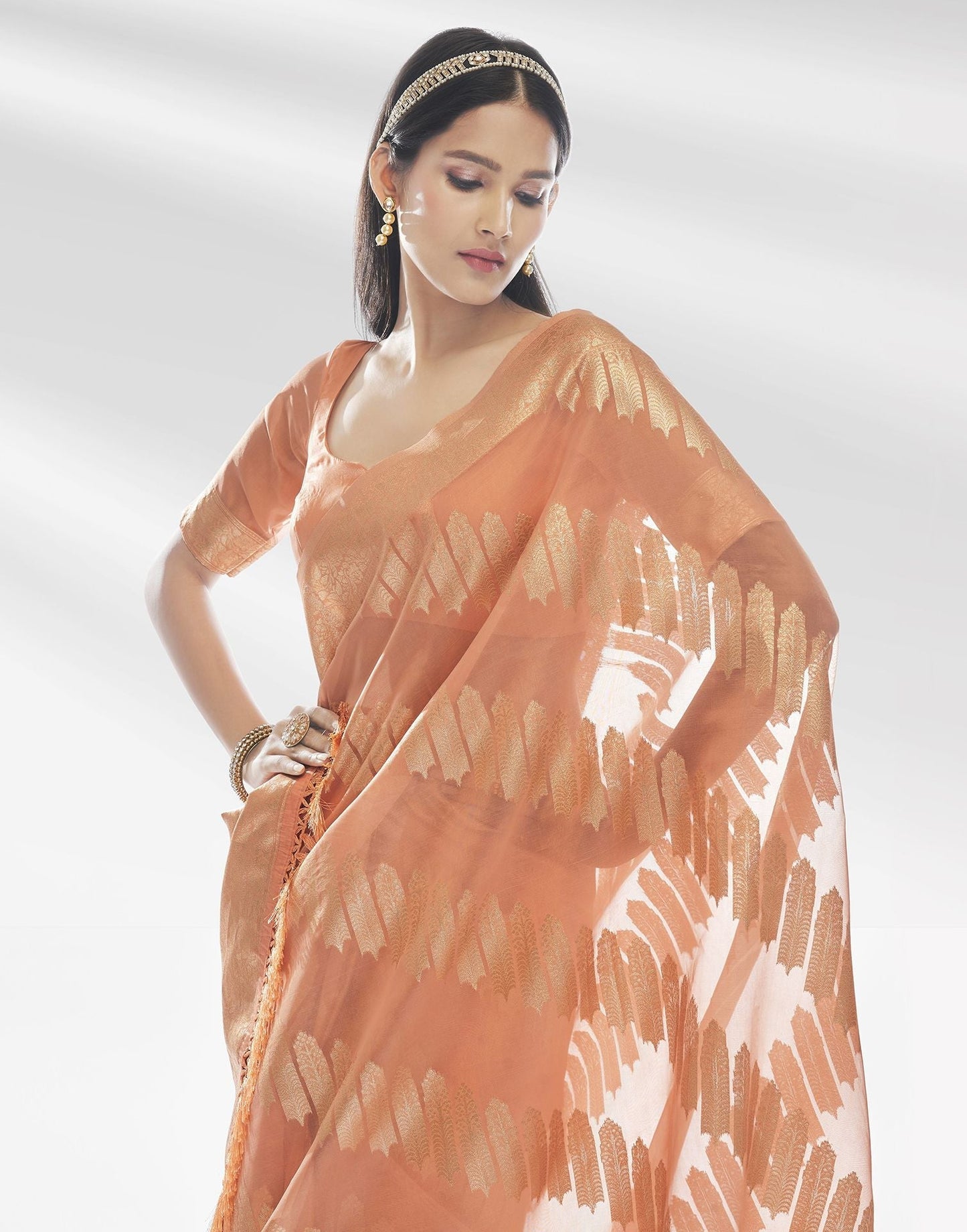 Peach Silk Saree | Leemboodi