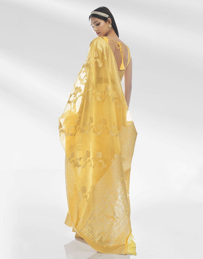 Light Yellow Silk Saree | Leemboodi