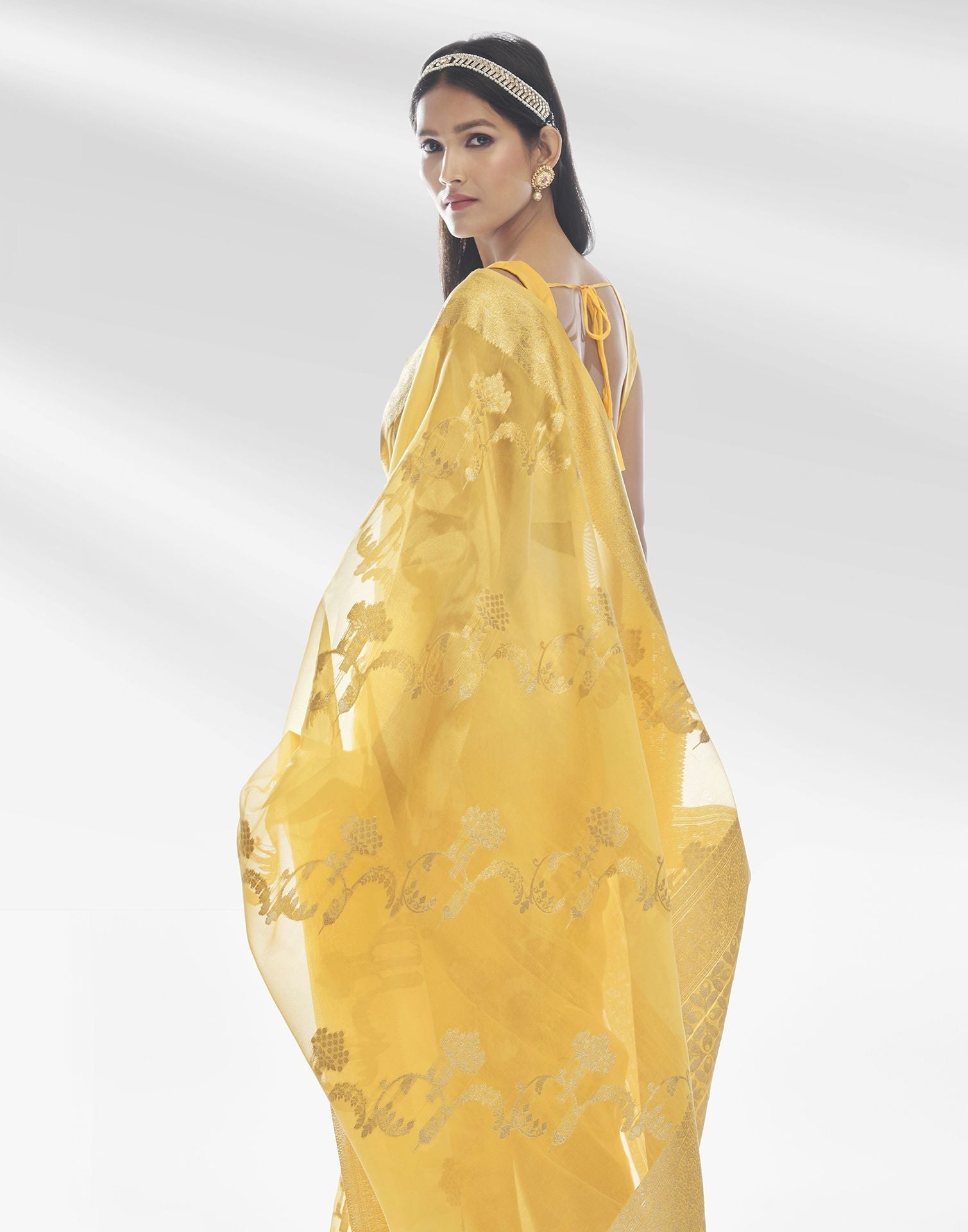 Light Yellow Silk Saree | Leemboodi