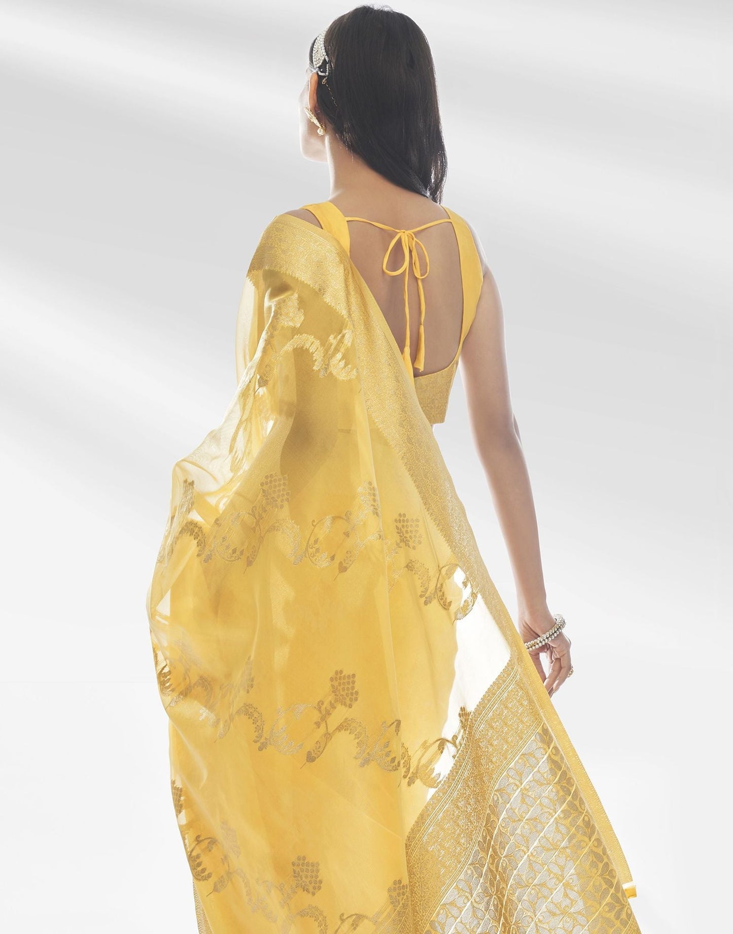 Light Yellow Silk Saree | Leemboodi