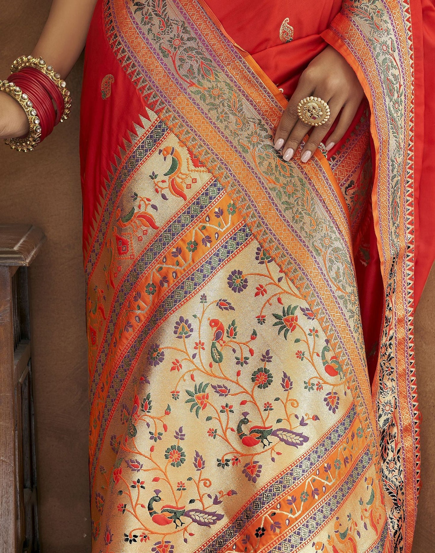 Red Banarasi Silk Saree | Leemboodi