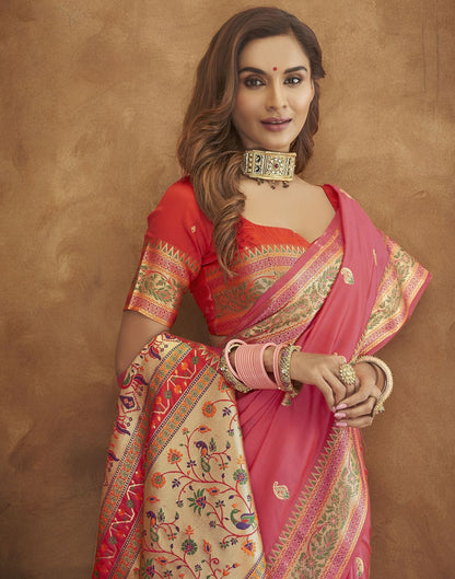 Pink Banarasi Silk Saree | Leemboodi