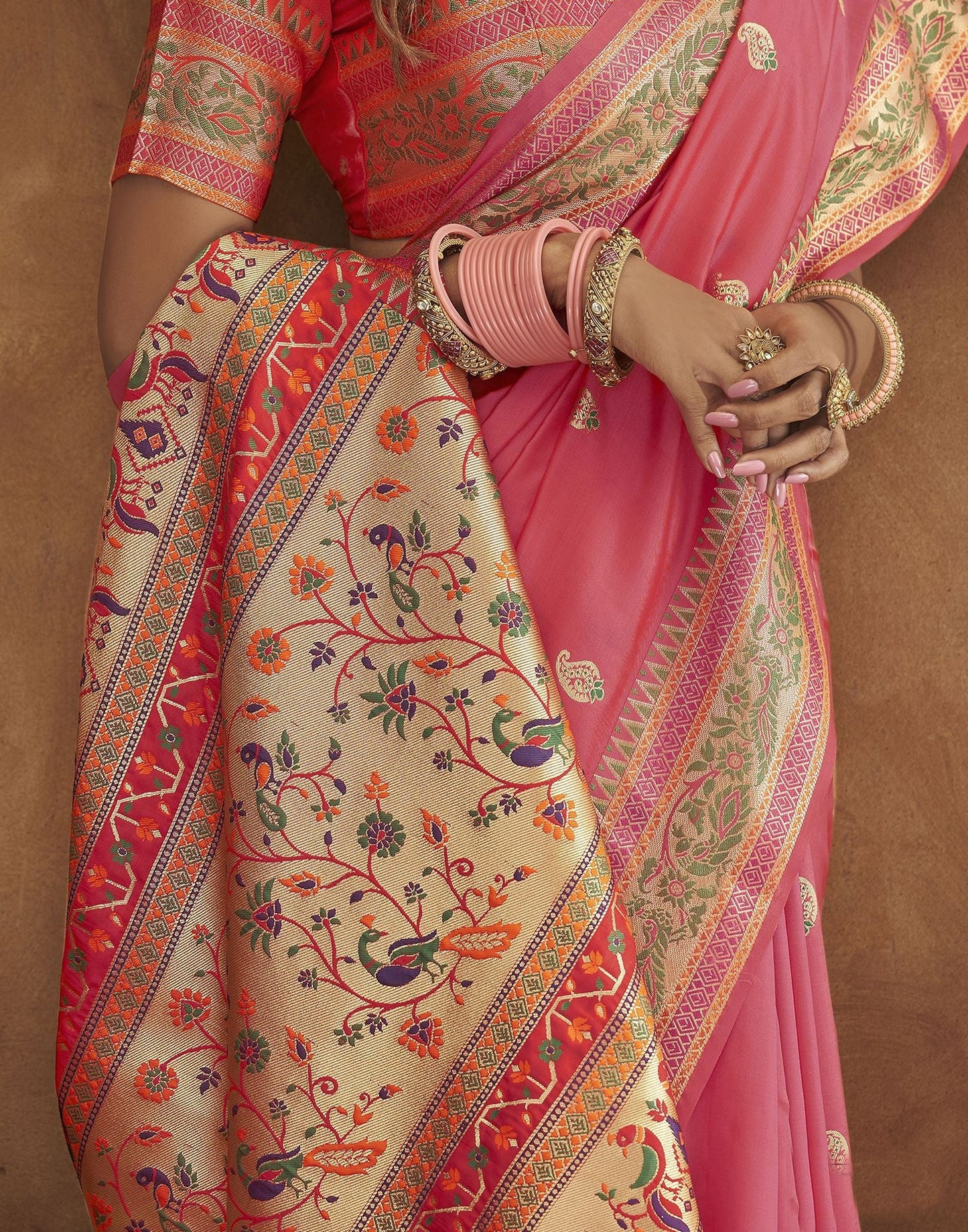 Pink Banarasi Silk Saree | Leemboodi