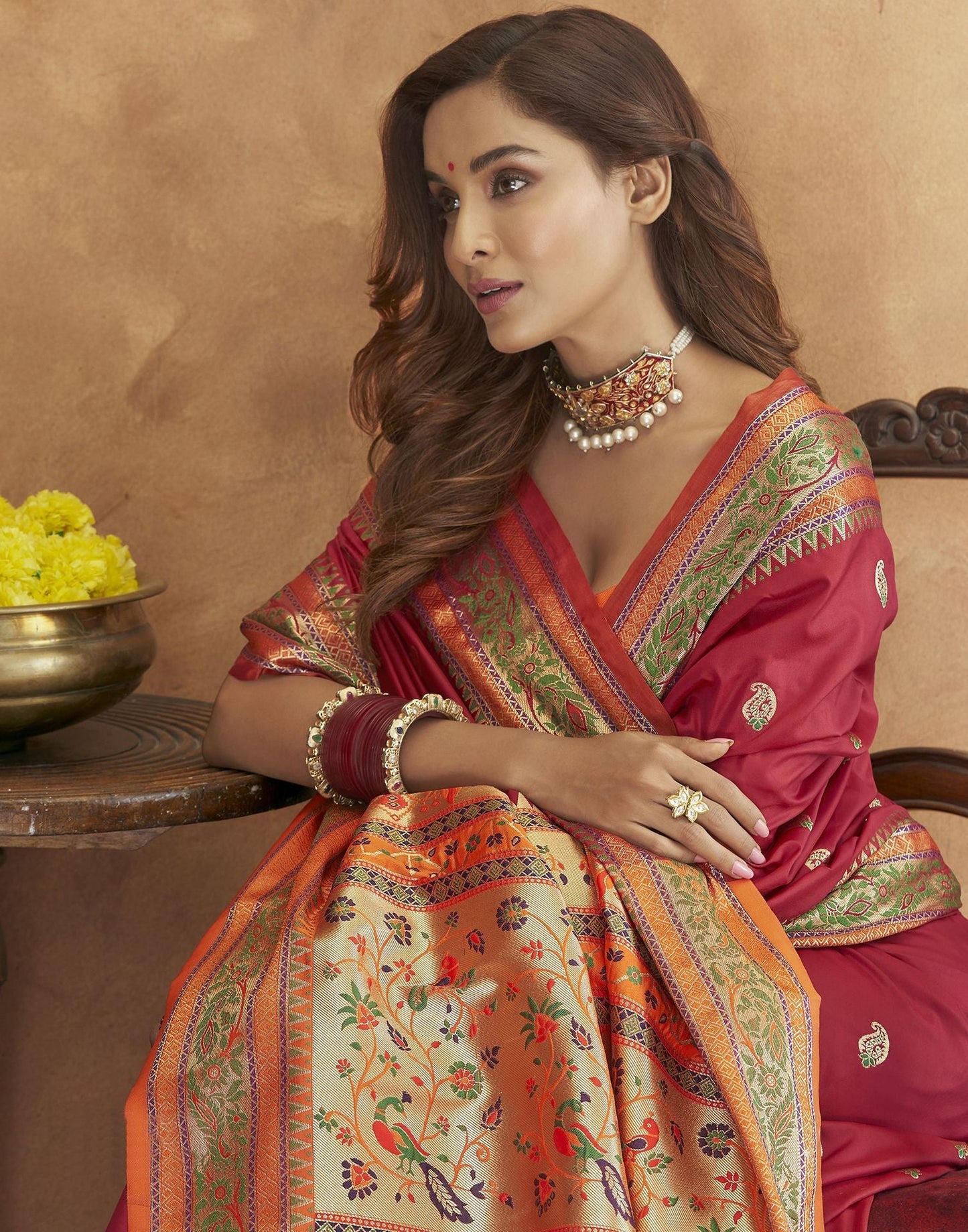 Maroon Banarasi Silk Saree | Leemboodi