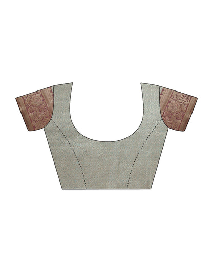 Light Grey Cotton Banarasi Saree | Leemboodi