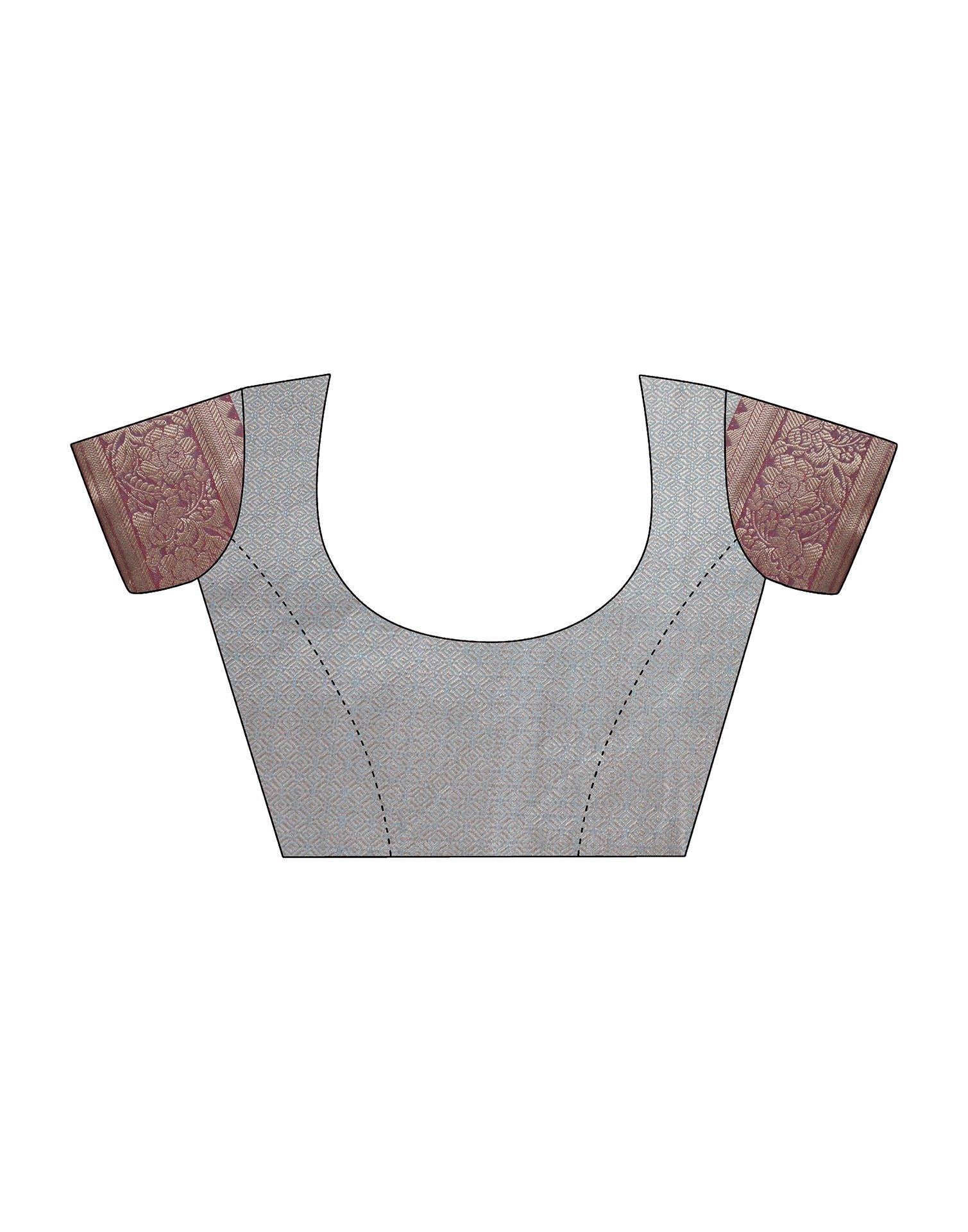 Grey Cotton Banarasi Saree | Leemboodi