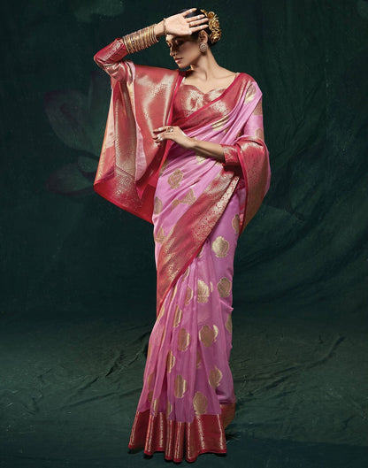 Pink Organza Banarasi Saree | Leemboodi