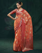 Orange Organza Banarasi Saree | Leemboodi