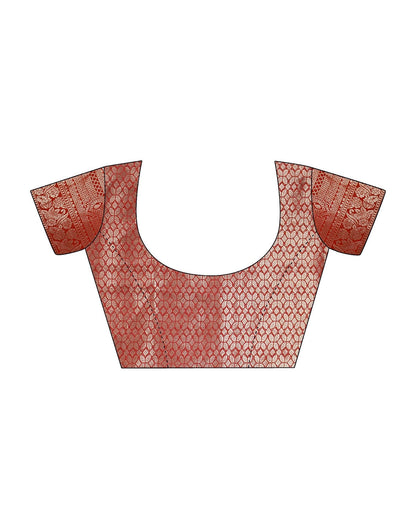 Orange Organza Banarasi Saree | Leemboodi