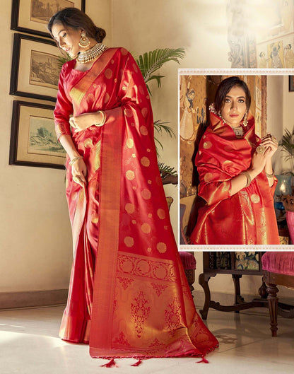 Red Silk Banarasi Saree | Leemboodi