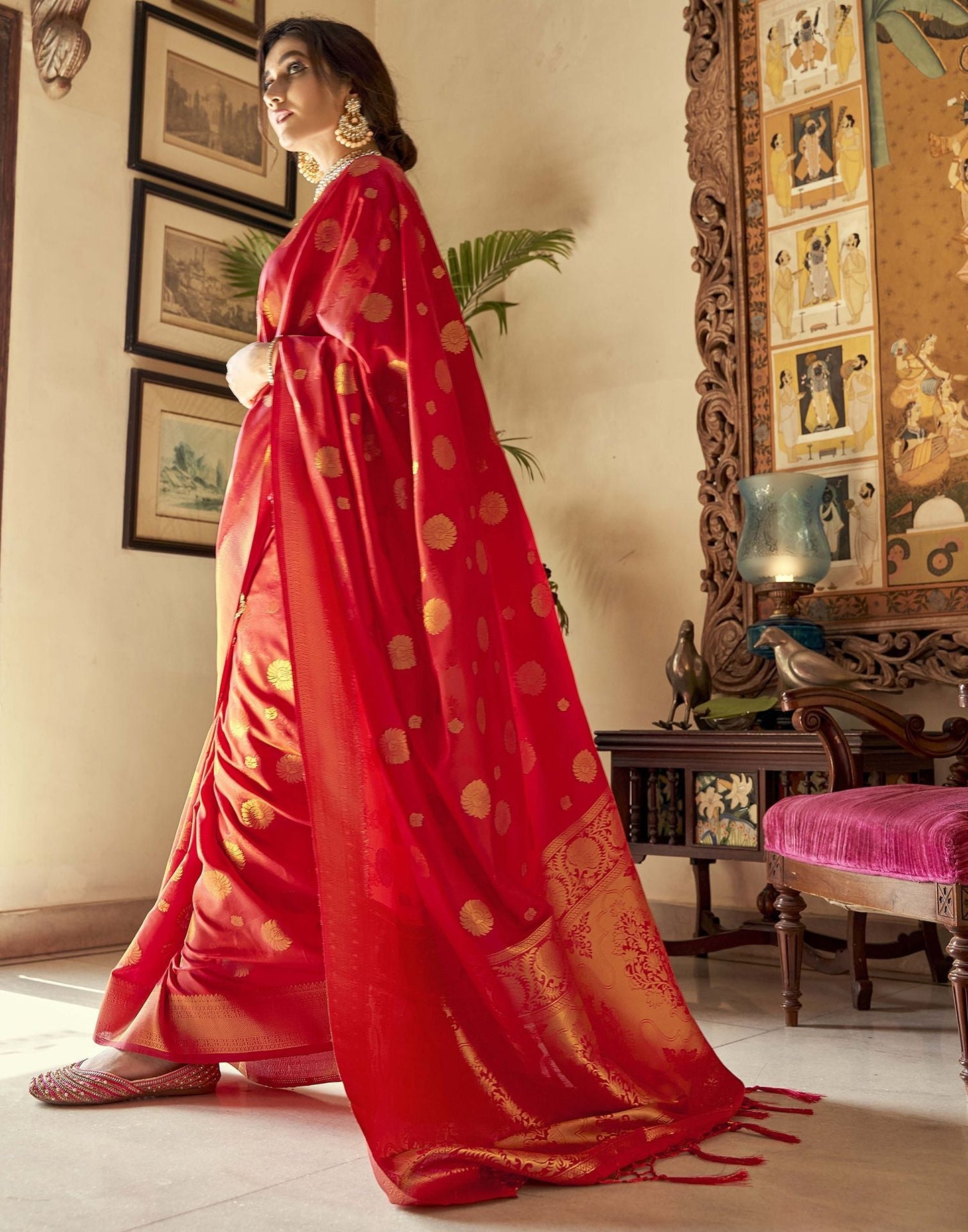 Red Silk Banarasi Saree | Leemboodi