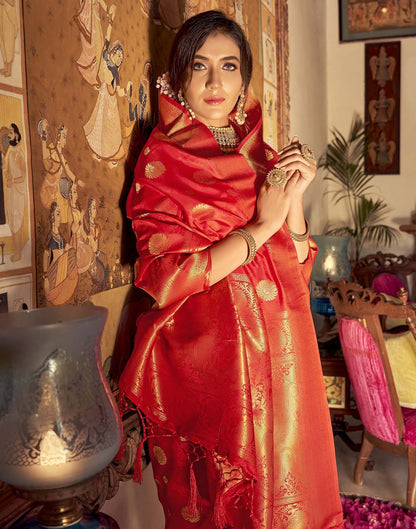 Red Silk Banarasi Saree | Leemboodi