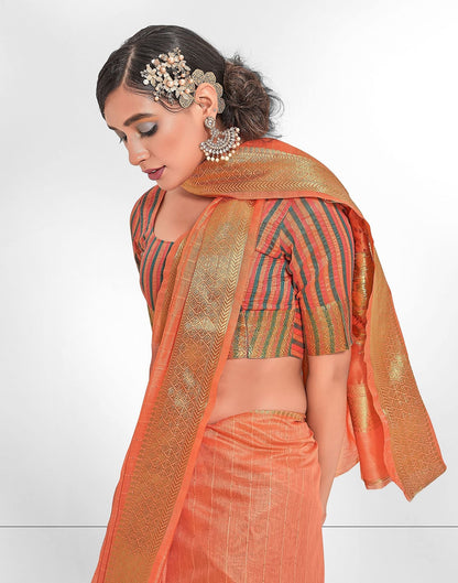 Peach Cotton Saree | Leemboodi