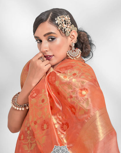Peach Cotton Saree | Leemboodi
