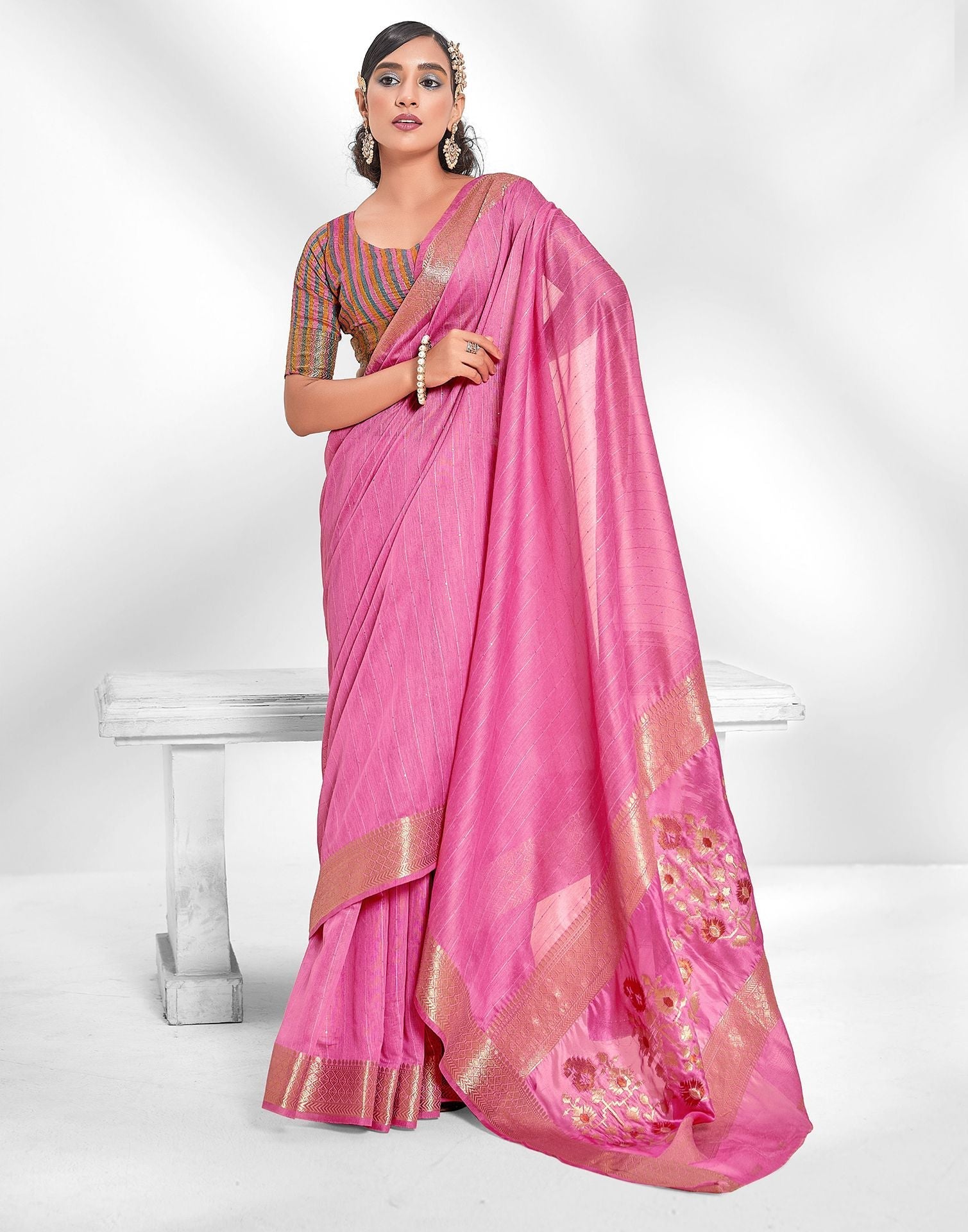 Light Pink Cotton Saree | Leemboodi
