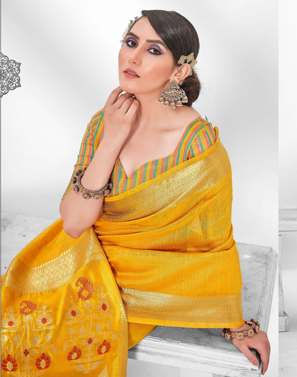 Turmeric Yellow Cotton Saree | Leemboodi