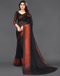 Black Chiffon Plain Saree