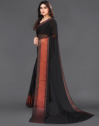 Black Chiffon Plain Saree