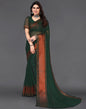Dark Green Chiffon Plain Saree
