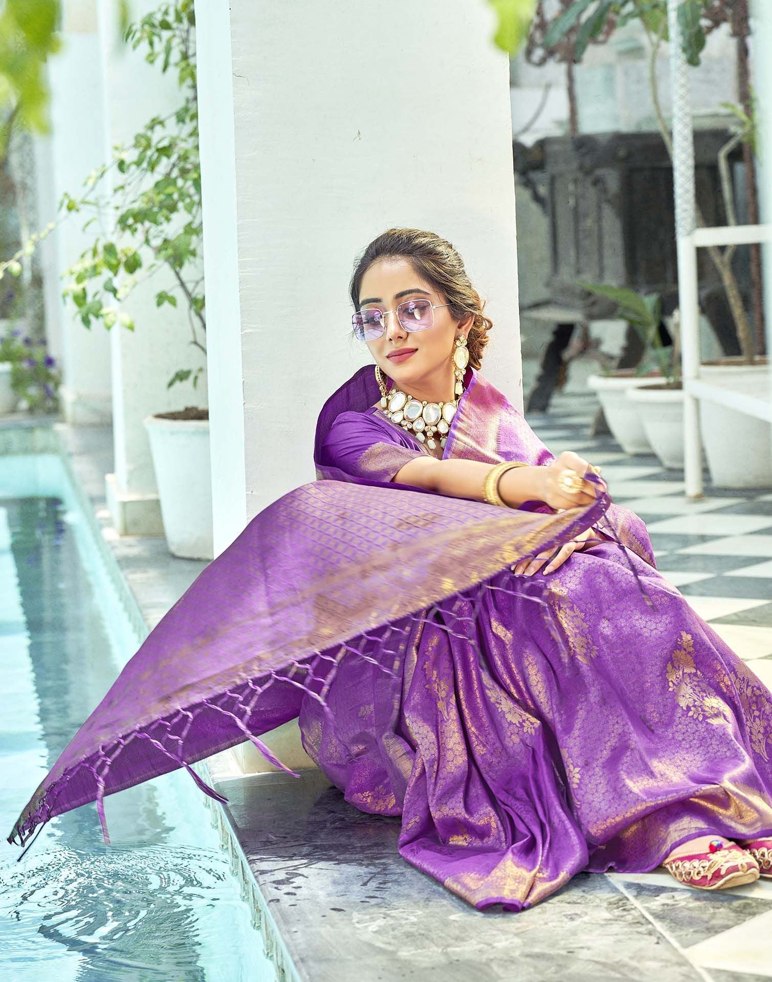 Purple Silk Saree | Leemboodi