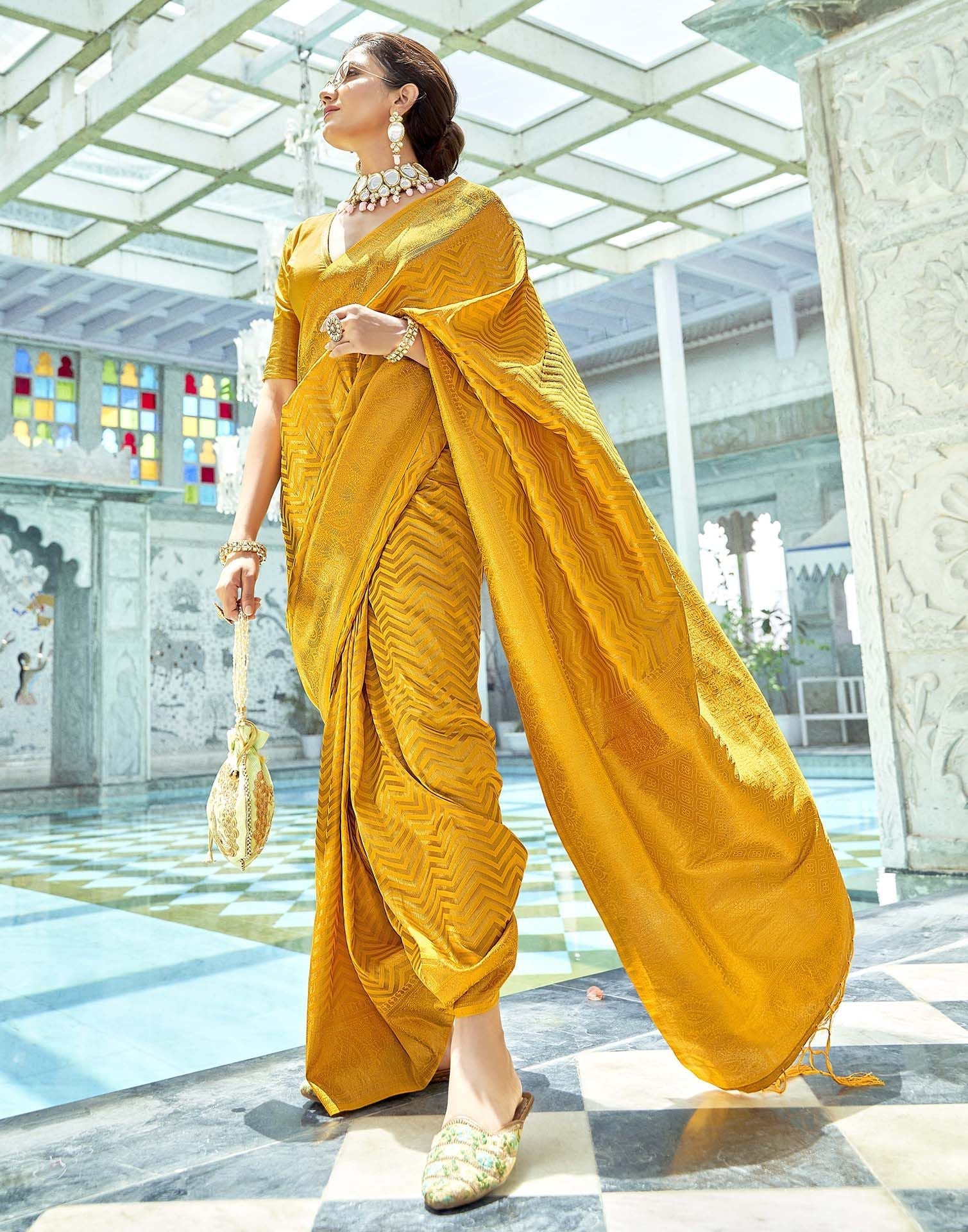 Yellow Silk Saree | Leemboodi
