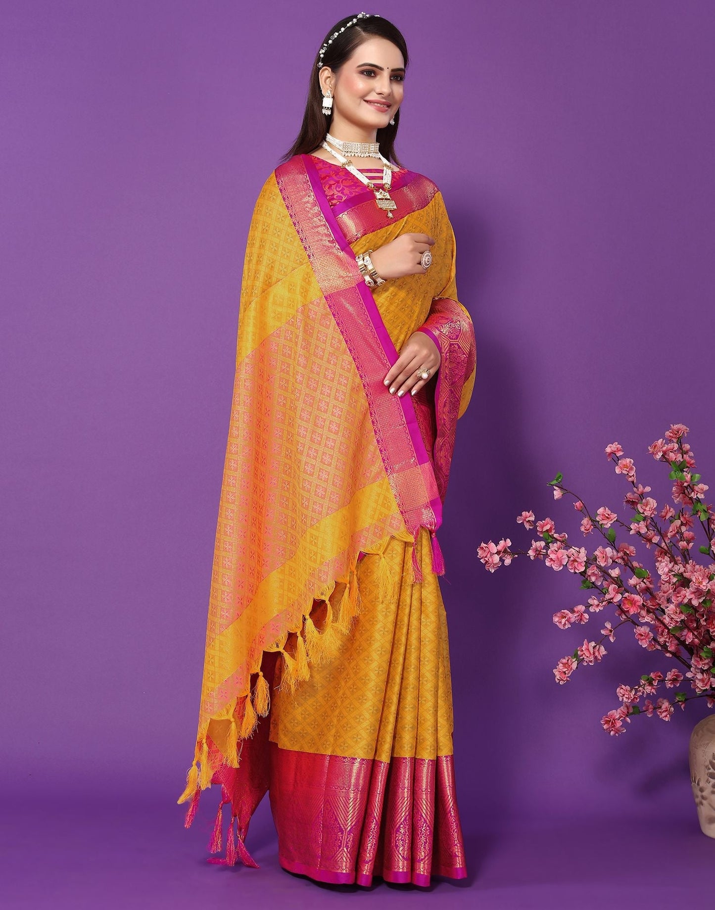 Turmeric Yellow Cotton Saree | Sudathi