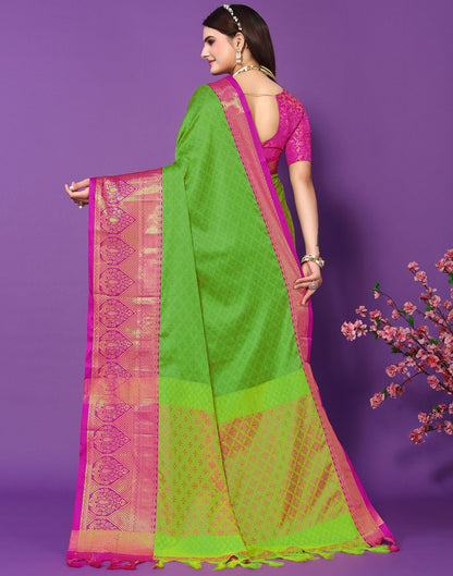 Parrot Green Cotton Saree | Sudathi