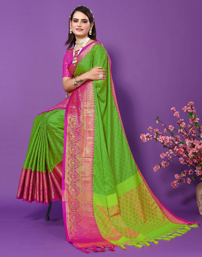 Parrot Green Cotton Saree | Sudathi