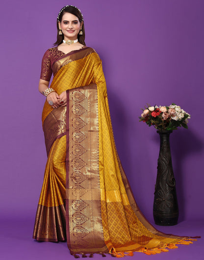 Turmeric Yellow Silk Weaving Saree