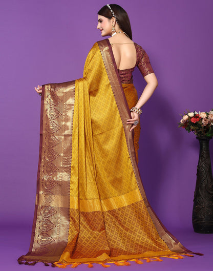 Turmeric Yellow Silk Weaving Saree