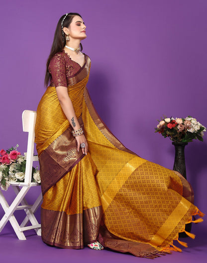 Turmeric Yellow Silk Weaving Saree