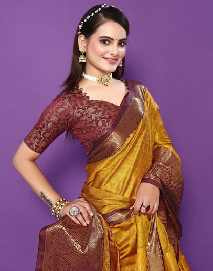 Turmeric Yellow Silk Weaving Saree