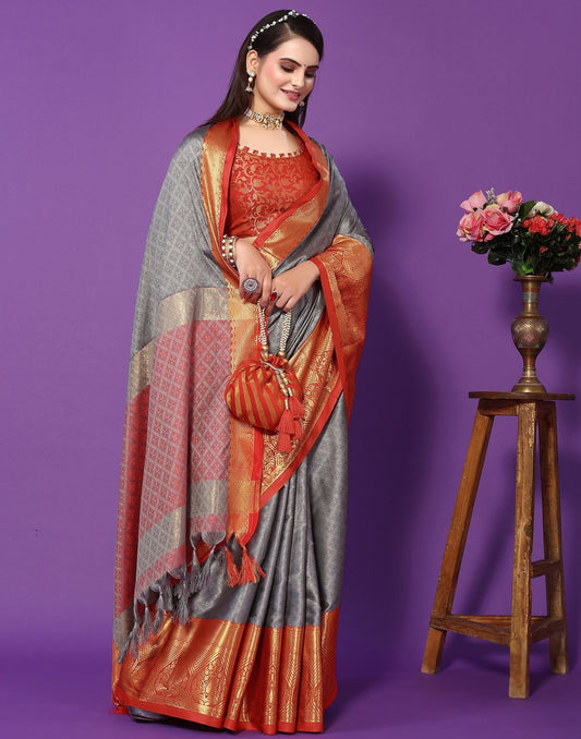 Grey Cotton Saree | Sudathi