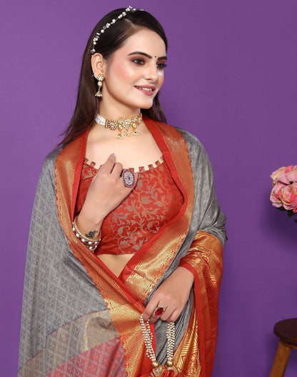 Grey Cotton Saree | Sudathi