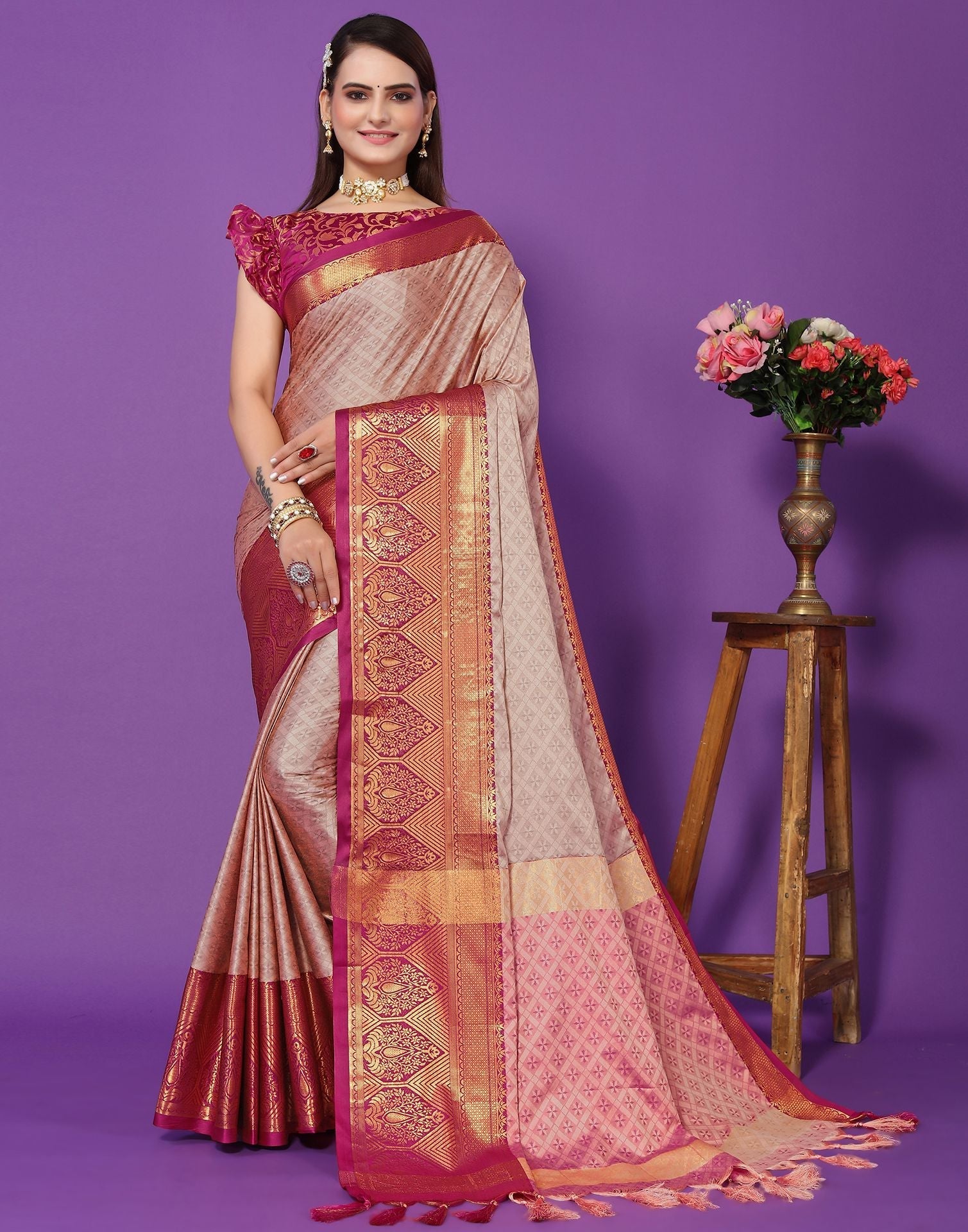 Light Pink Cotton Saree | Sudathi