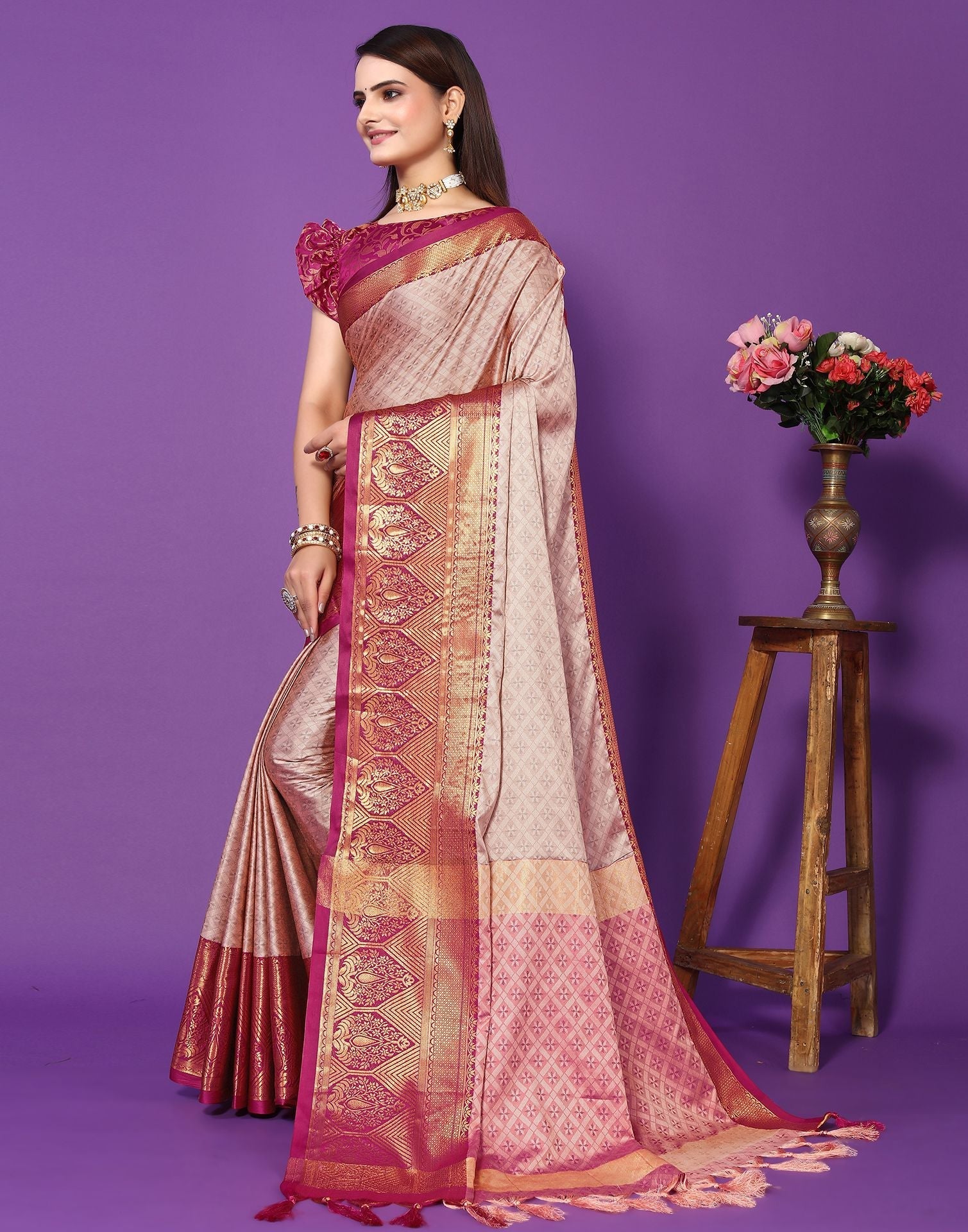 Light Pink Cotton Saree | Sudathi