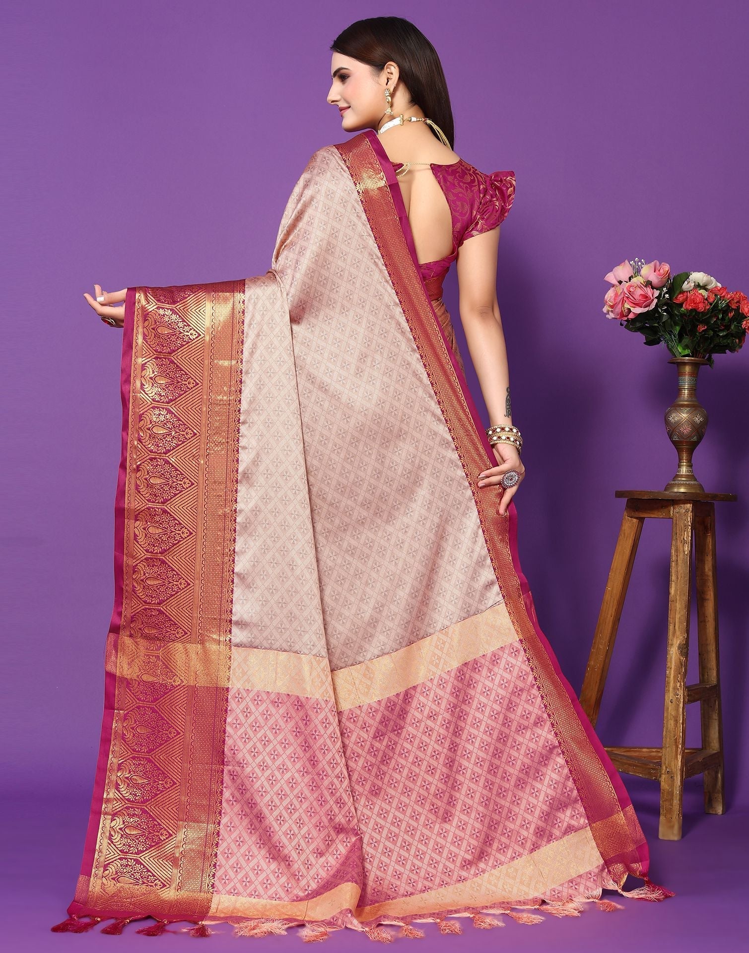 Light Pink Cotton Saree | Sudathi