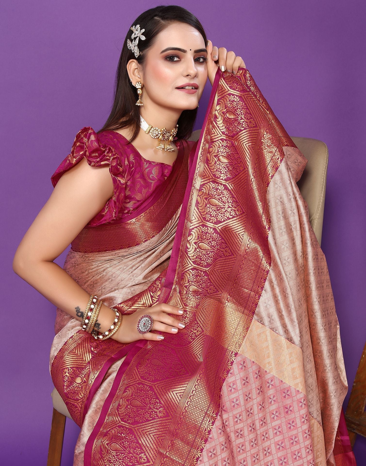Light Pink Cotton Saree | Sudathi