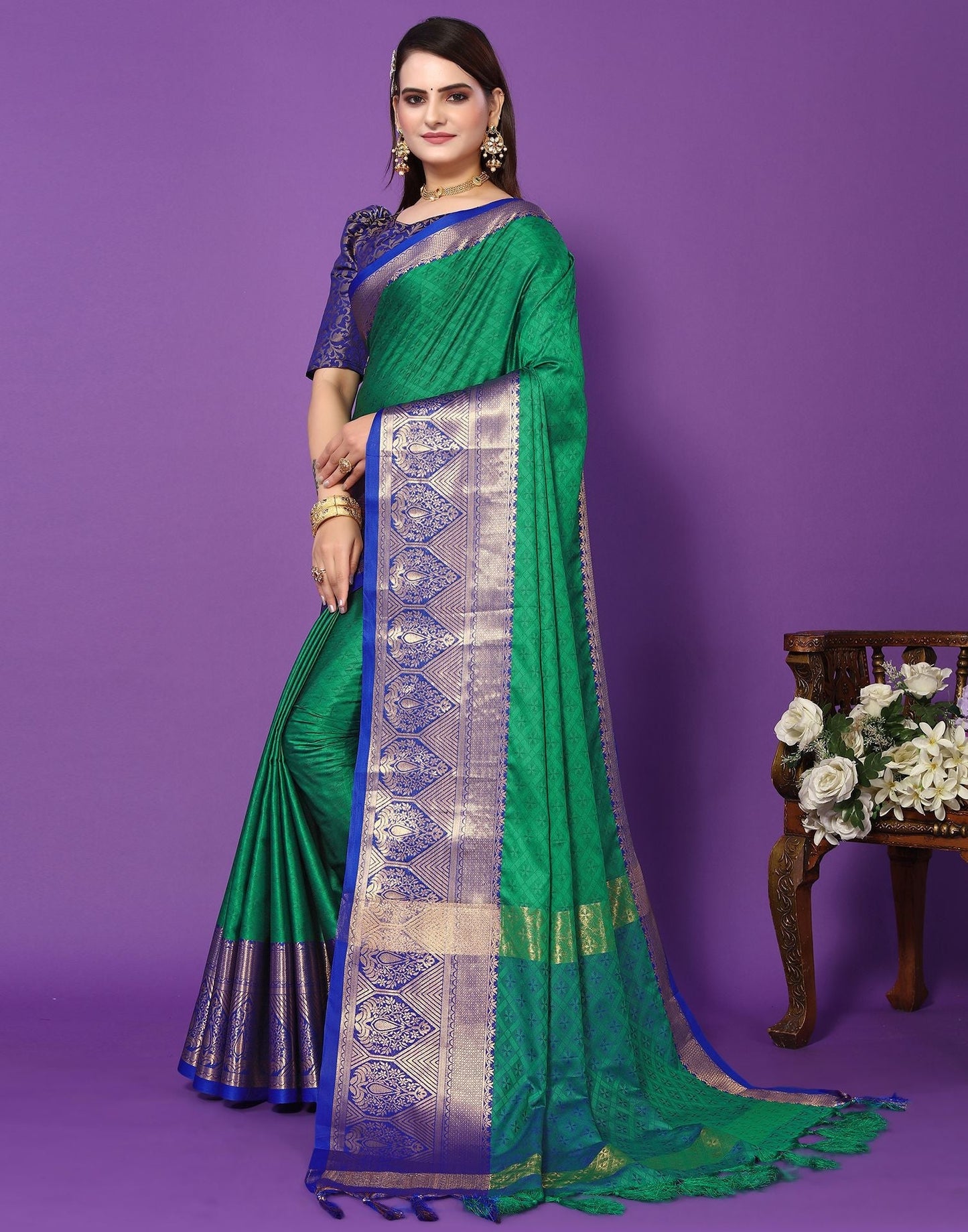 Green Cotton Saree | Sudathi