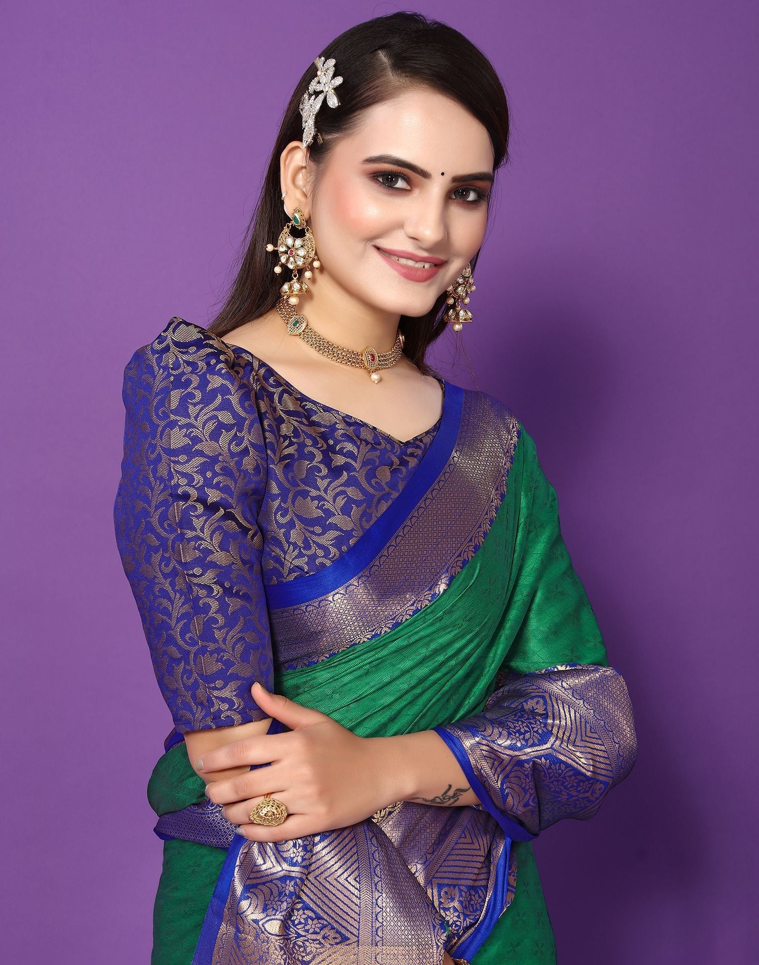 Green Cotton Saree | Sudathi