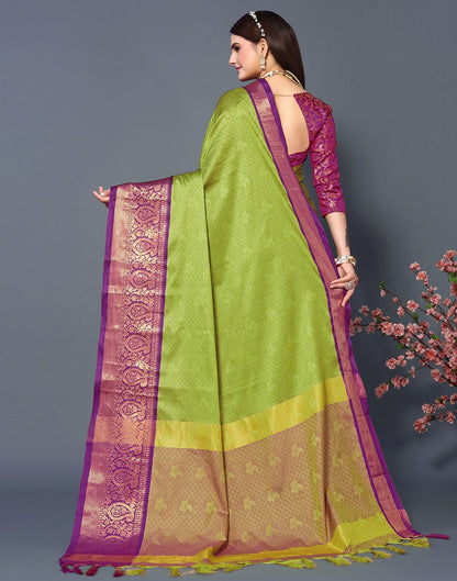 Parrot Green Cotton Saree | Sudathi