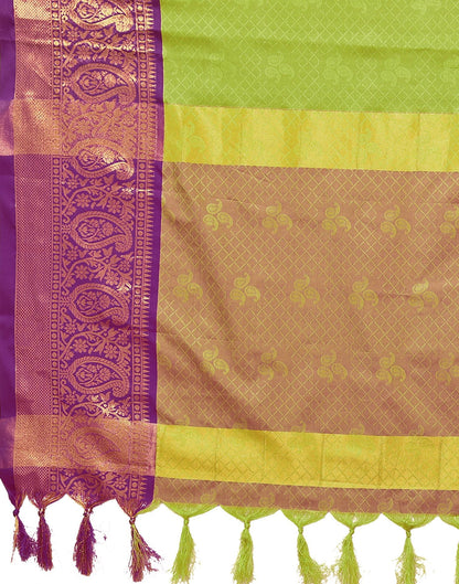 Parrot Green Cotton Saree | Sudathi