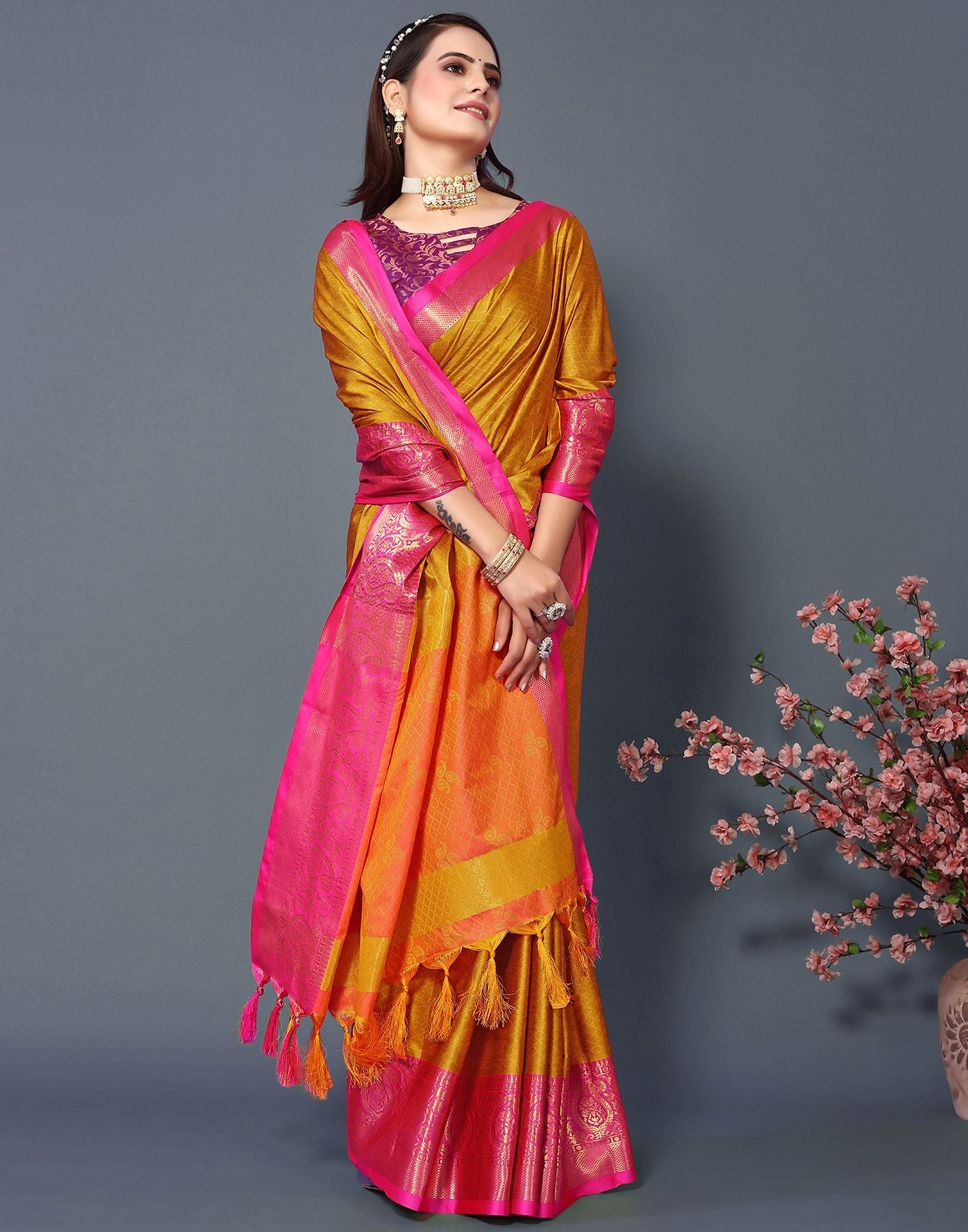 Mustard Cotton Saree | Sudathi